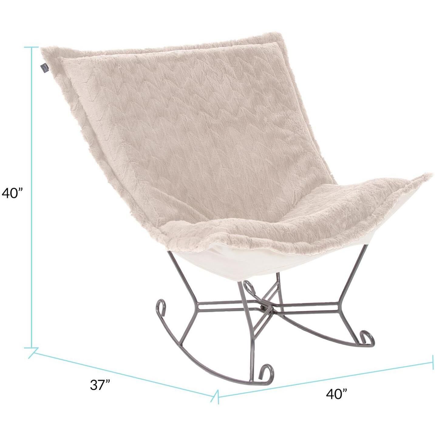 Puff Angora Natural Scroll Rocker with Cover